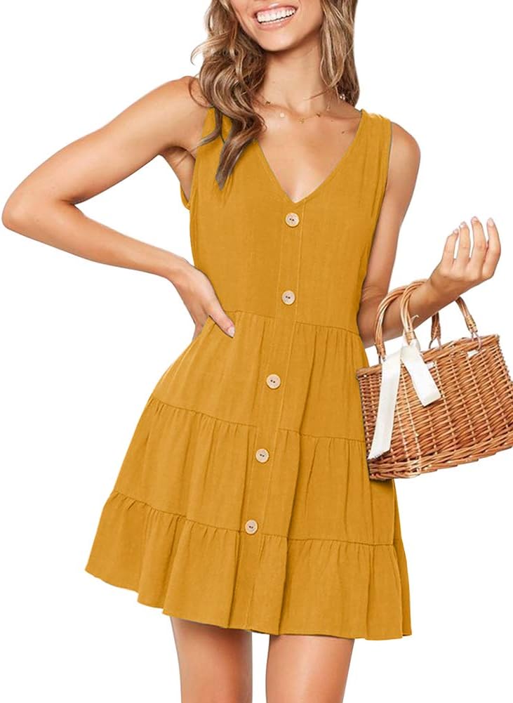 Stylish Women's Casual T-Shirt Dress with Pockets and V Neck