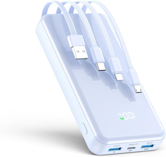Portable Charger 42800mAh Power Bank with Built-in Cables