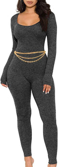 Womens Sexy Long Sleeve Bodycon Romper Jumpsuit - Slim Fit Style