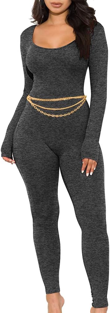 GOKATOSAU Women's Sexy Long Sleeve Bodycon Jumpsuits for Clubs