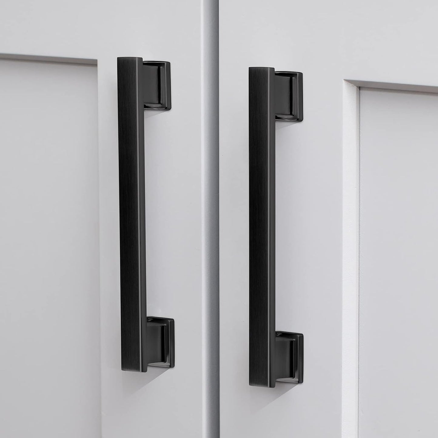 10 Pack Square Matte Black Cabinet Pulls for Modern Kitchens