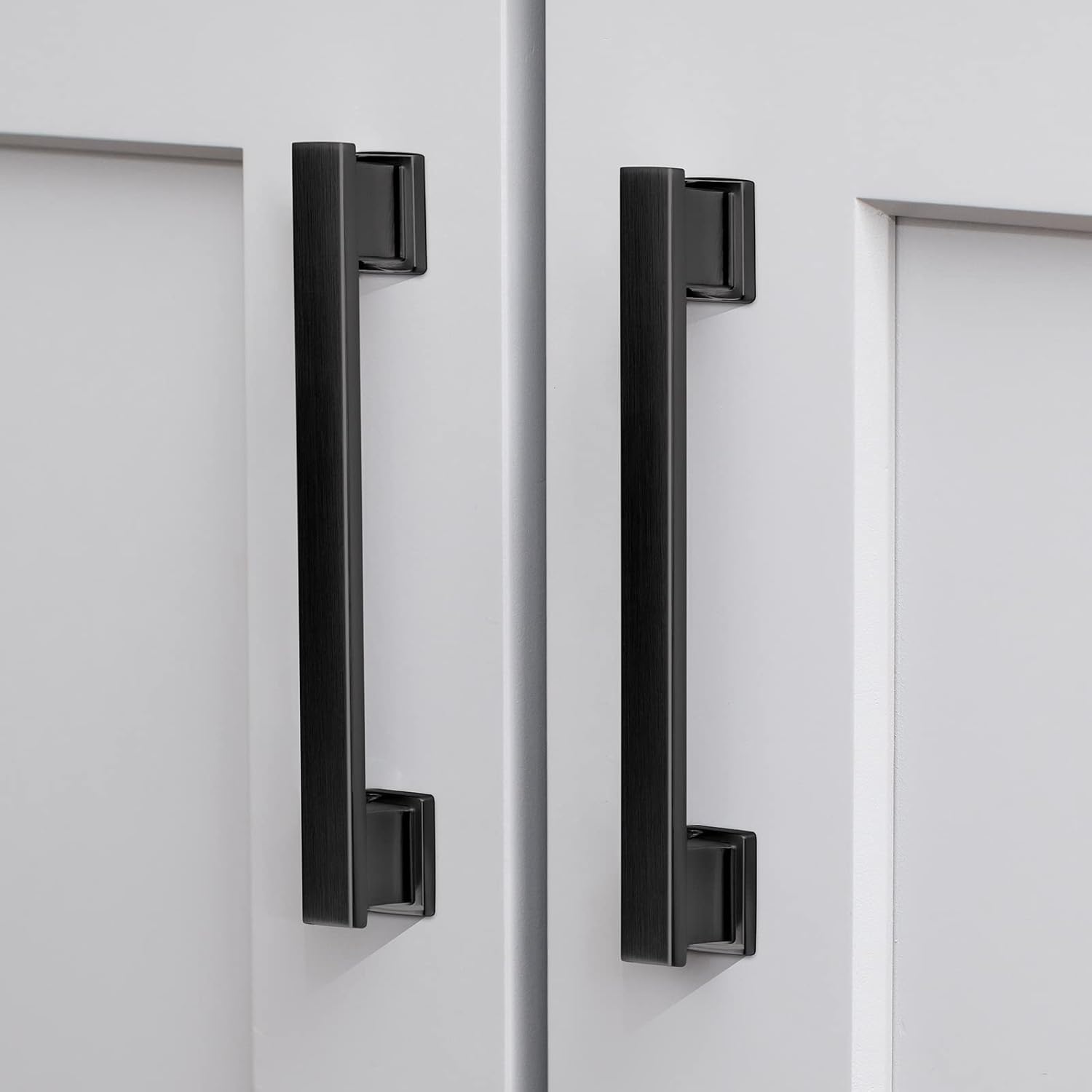 10 Pack Square Matte Black Cabinet Pulls for Modern Kitchens