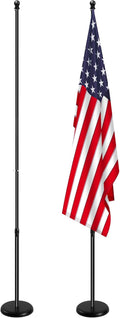 Indoor Flag Pole Kit 8ft-9.5ft - Adjustable Aluminum Pole