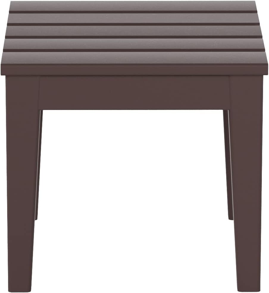 Ashore Outdoor Patio Modern Adirondack Side Table in Dark Brown