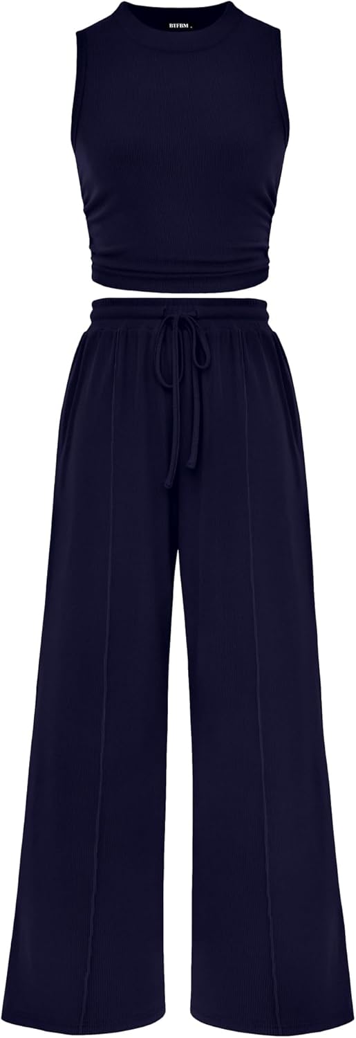 BTFBM Women Summer 2 Piece Outfits for Beach and Lounge Wear