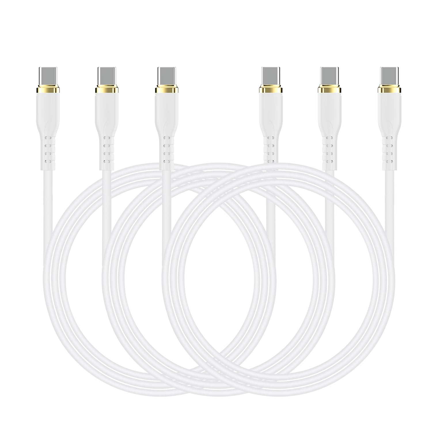 Fast Charge 3-Pack USB C Cables for iPhone & Galaxy