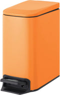 Small Bathroom Trash Can with Lid Soft Close - Slim 6L Matt Orange