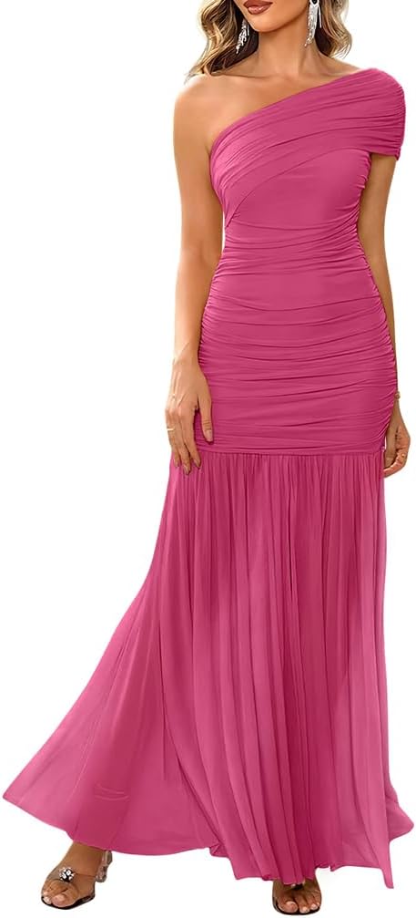 Elegant One Shoulder Sleeveless Maxi Dress for Women