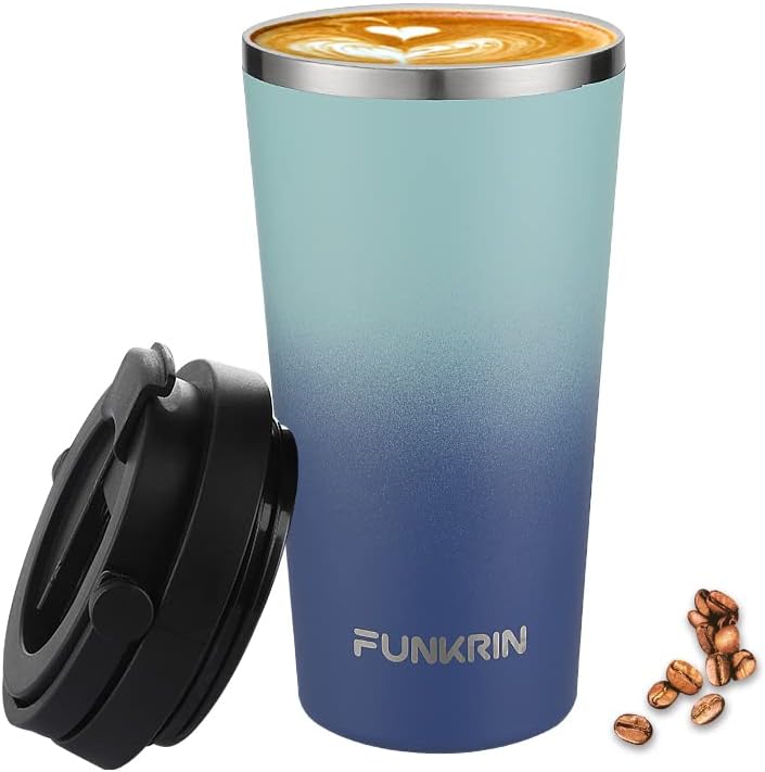 Funkrin 16oz Insulated Coffee Mug: Leak-Proof & Stylish