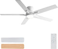 52 in Flush Mount Ceiling Fan with Light and Remote - Quiet 6-Speed DC