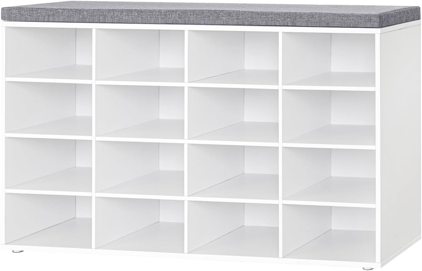 DINZI LVJ Shoe Storage Bench with Cushion for Entryway and More