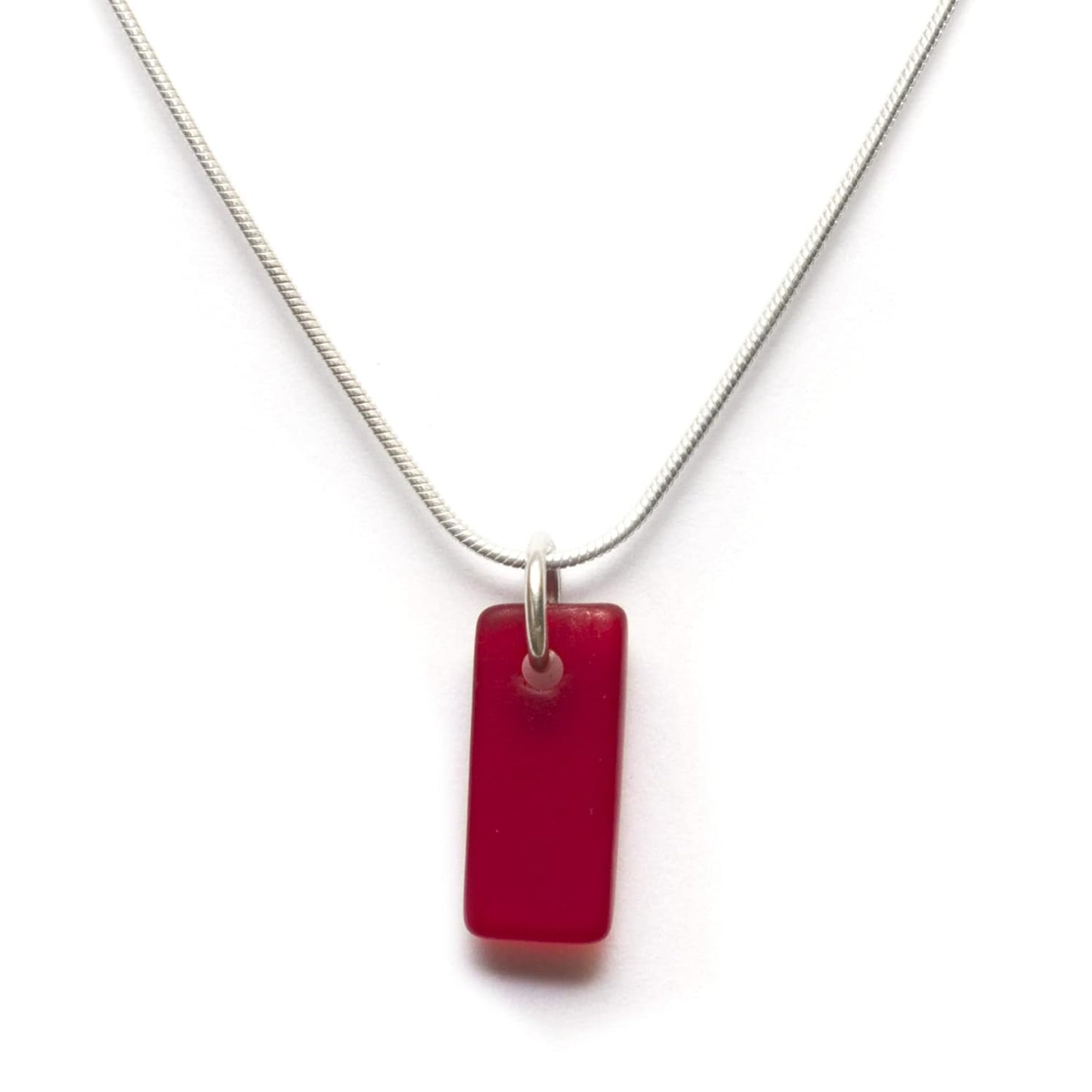 Sea Glass Murmur Pendant in Red with 16in Snake Chain