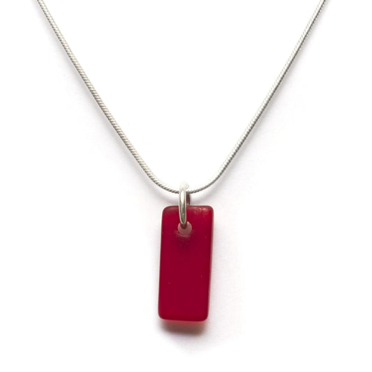 Sea Glass Murmur Pendant in Red with 16in Snake Chain