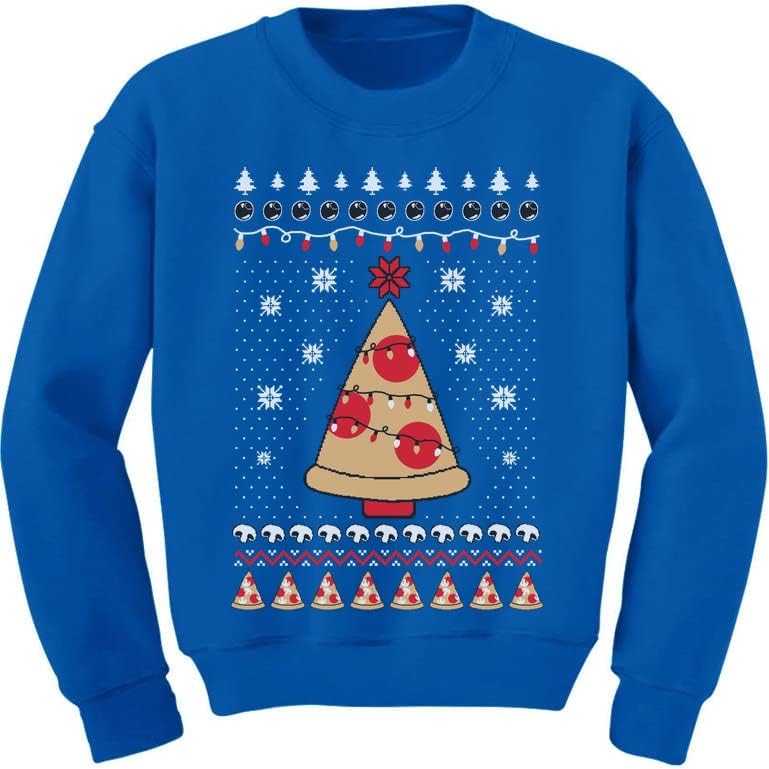 Tstars Pizza Tree Ugly Christmas Sweatshirt - Festive Youth Holiday Wear
