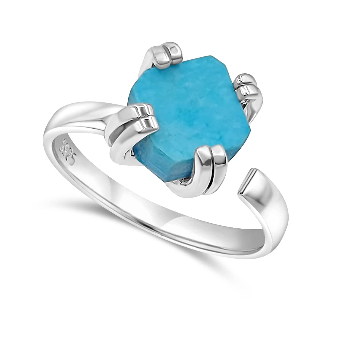 Natural Raw Turquoise Gemstone Adjustable Finger Ring Gift