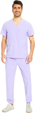 COZYFIT Men Scrubs Set Stretch V-Neck Top & Jogger Pant (Style LV5N)
