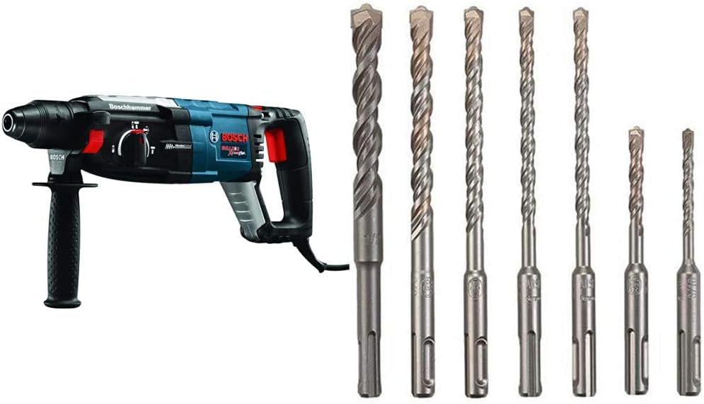 Bosch GBH2-28L Rotary Hammer with 7 Piece Drill Bit Set