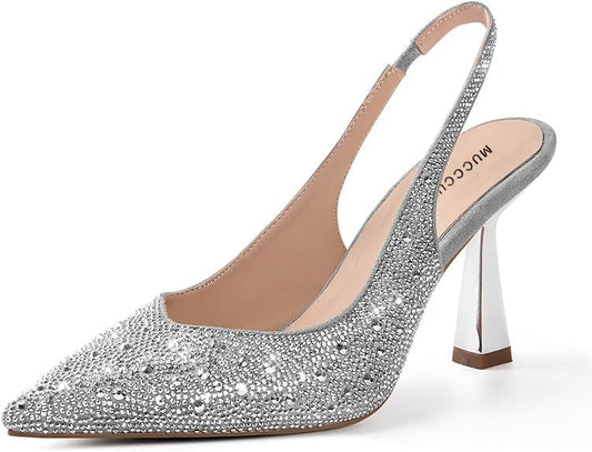 Stylish Kitten Heels for Women with Rhinestones and Pearls