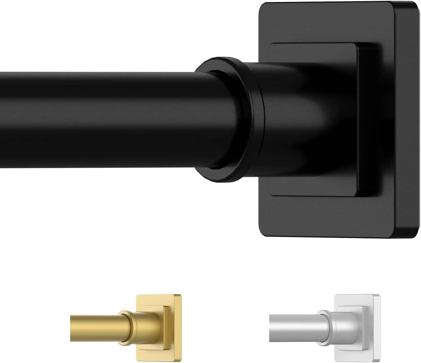 Adjustable Anti-Rust Black Shower Rod - No Drill Tension Rod