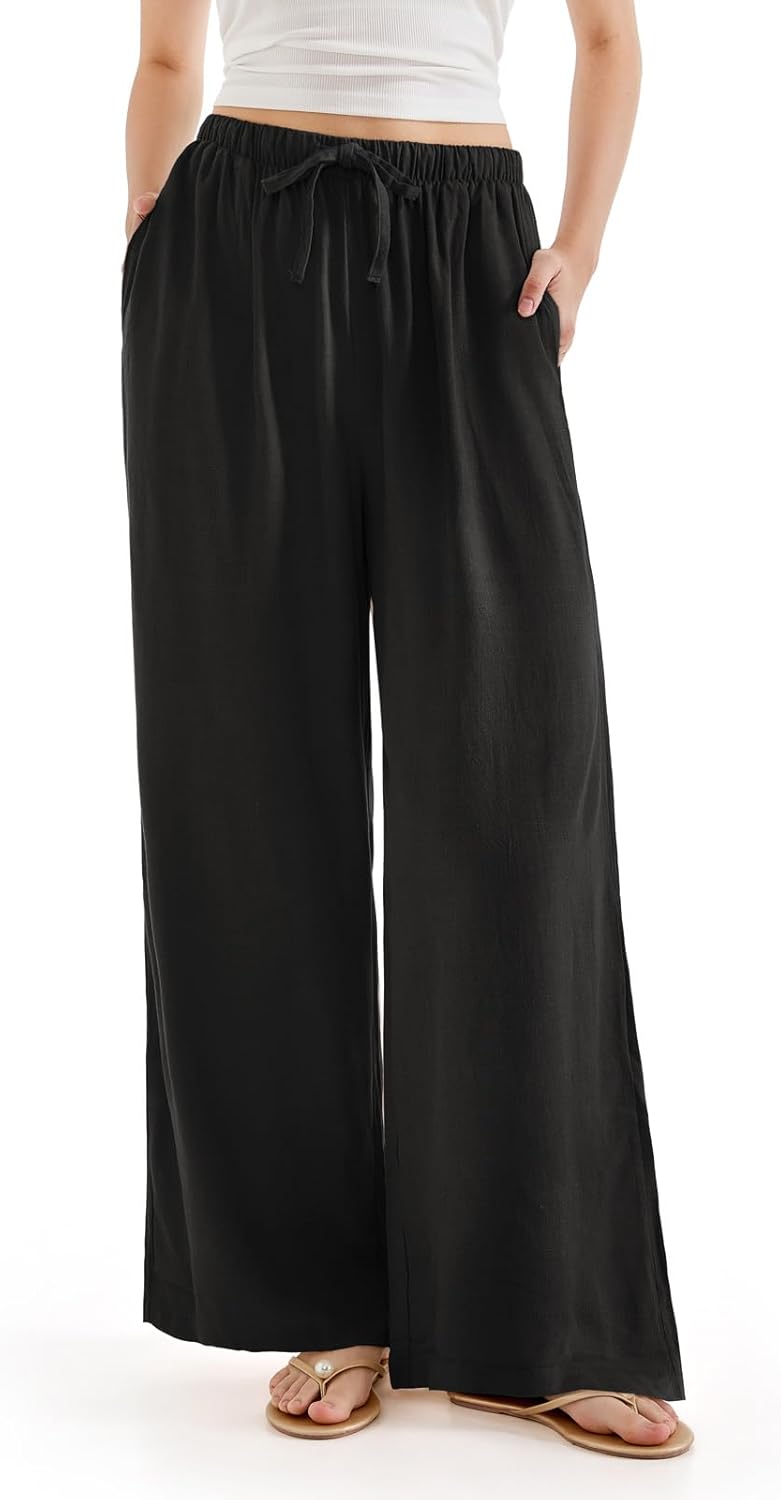 SUUKSESS Women Wide Leg Linen Pants for Summer Comfort