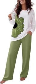 Womens 2-Piece Long Sleeve Pajama Set - Floral Lounge Pj Set