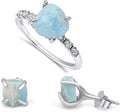 Raw Stone Stud Earrings and Dainty Ring Jewelry Set (Style FR6W)