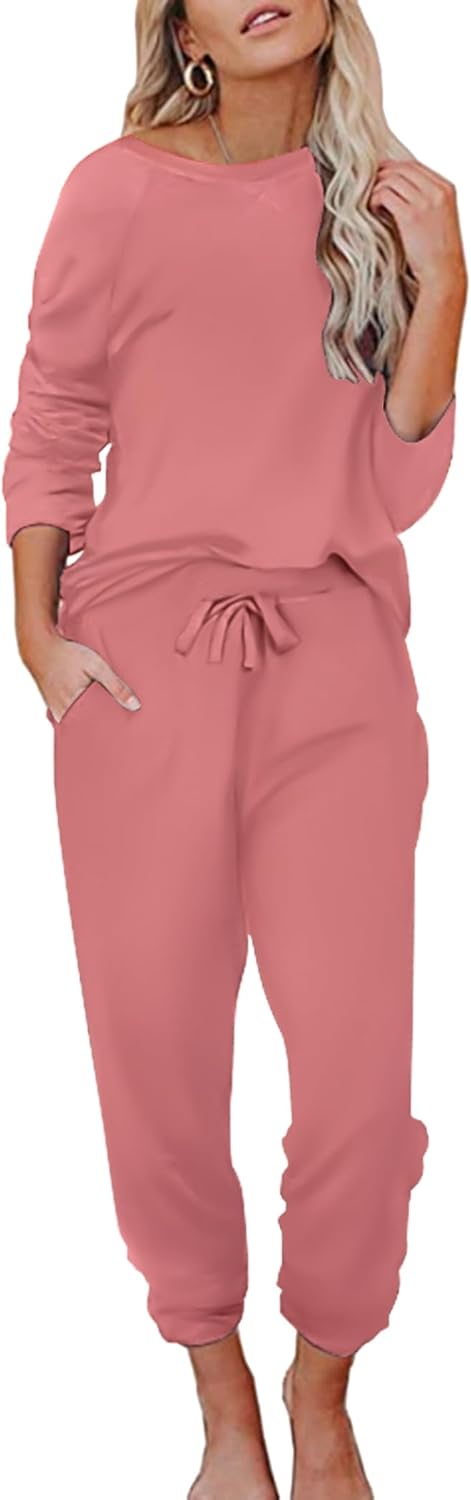 Ekouaer Womens Pajamas Set Long Sleeve Loungewear for Comfort