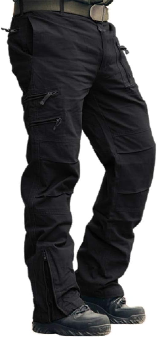 CRYSULLY Men's Tactical Cargo Pants with 9 Pockets for Work
