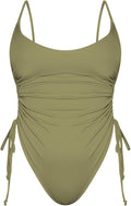Women's Side Cinch One Piece Swimsuit - Tummy Control Cheeky Fit