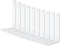 White Heavy Duty Shelf Brackets 8 in (10 Pack) - Sturdy DIY Support