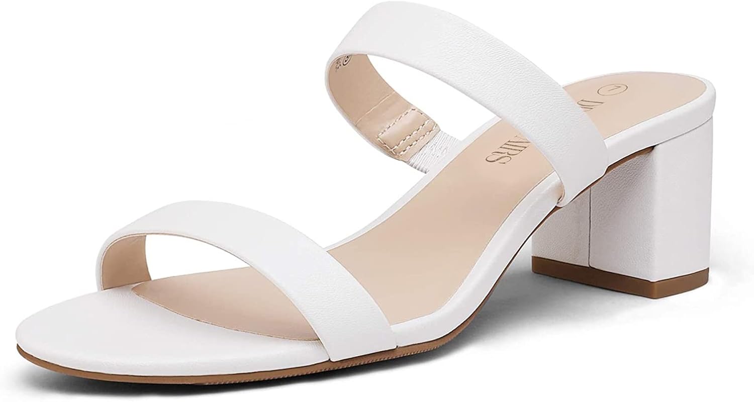 DREAM PAIRS Women's Two Strap Open Toe Low Block Heels Sandals