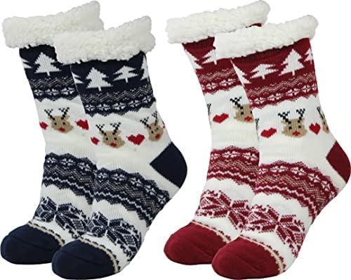 Warm Fuzzy Winter Slipper Socks with Grippers for Women