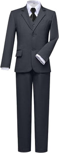 Boys Slim Fit White Shirt and Jacket Suit - 5 Piece Formal Set
