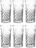Set of 6 Vikko Crystal Tall Glasses - 12.25oz Highball, Textured & Dishwasher Safe