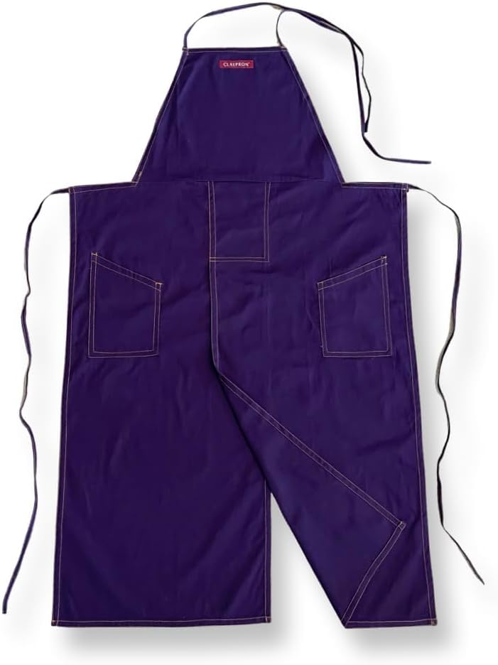 DEEP PURPLE Split Overlapped Apron for Ceramic Artists and Chefs