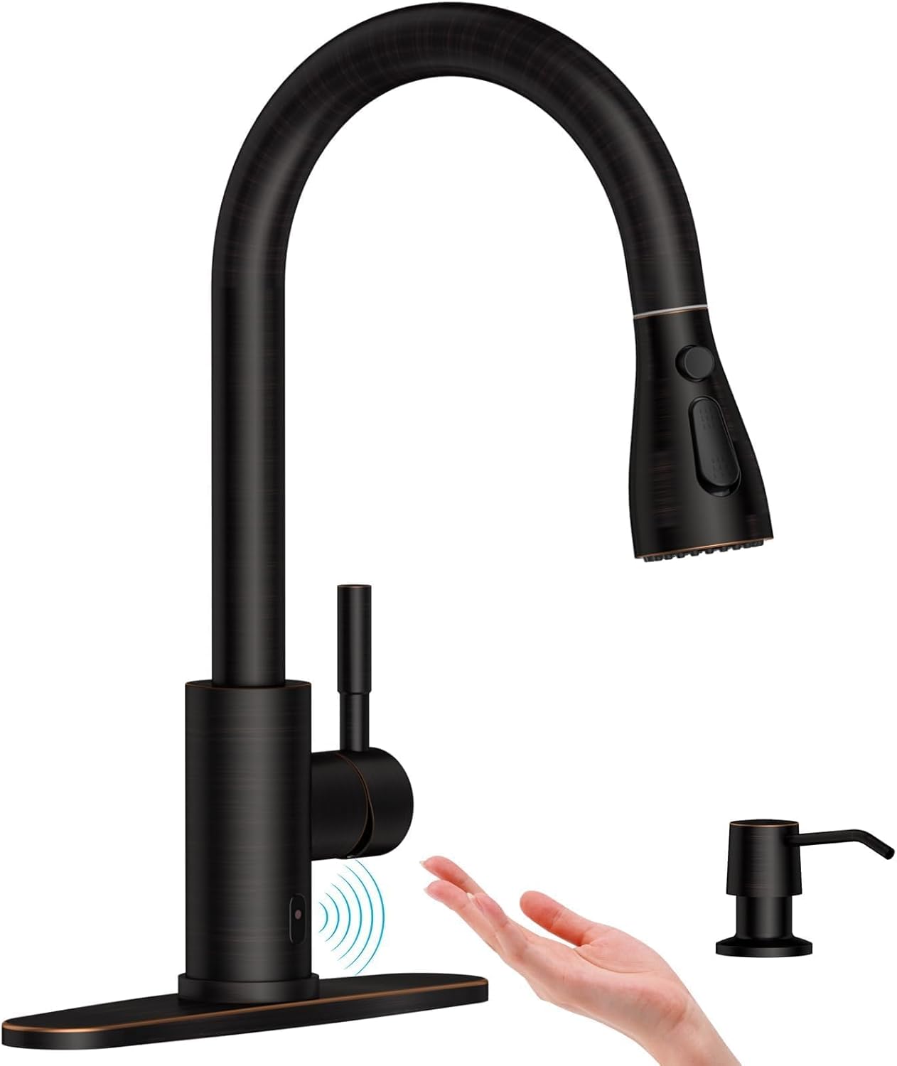 Oil Rubbed Bronze Touchless Kitchen Faucet with Pull-Down Sprayer