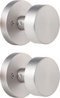 2 Pack Brushed Nickel Dummy Door Knob Single-Sided - Satin Finish