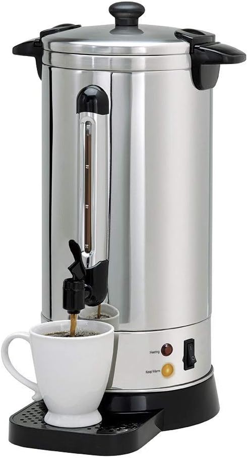 Professional Coffee Urn Brews 50 Cups with Stainless Steel Design