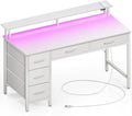 Seventable Computer Desk with Power Outlets & LED Light - 47 in Home