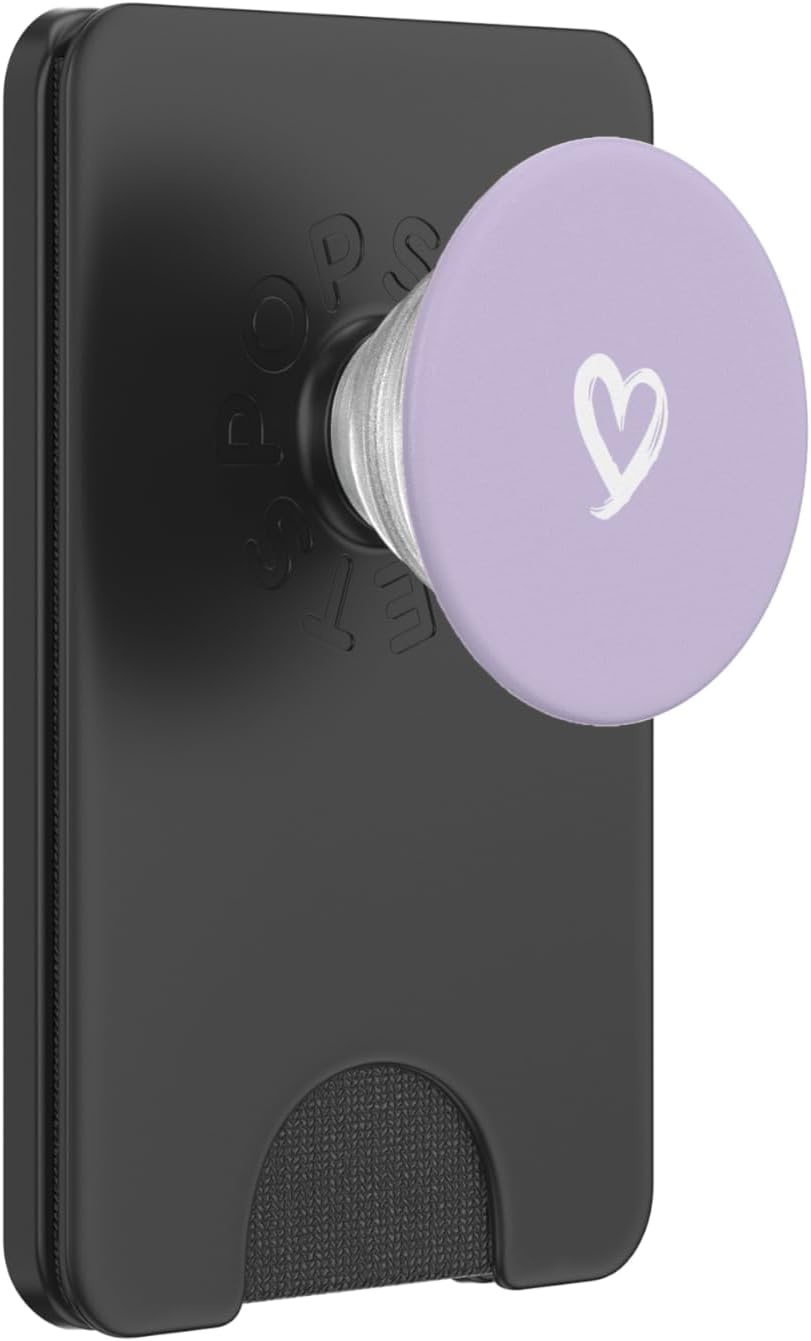 White Minimalist Heart Light Purple PopWallet for MagSafe Use