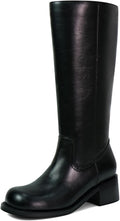 Women's Knee High Boots Square Toe Chunky Block Heel (Style QSXJ)