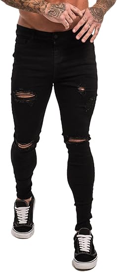 GINGTTO Skinny Jeans for Men Stretch Slim Fit Ripped Distressed