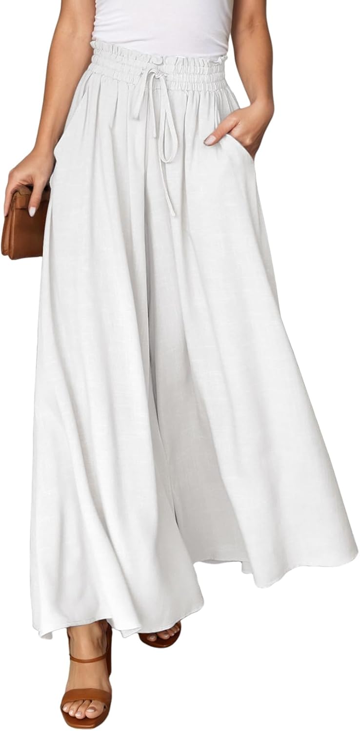 Dokotoo Casual Elastic Waist Wide Leg Pants for Women