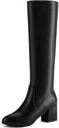 Shoe'N Tale Knee High Boots for Women - Stable Block Heel Comfort