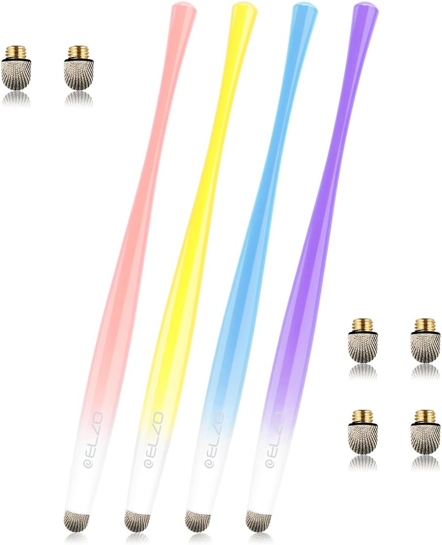 ELZO Slim Metal Stylus Set 4-Pack for All Touch Screens