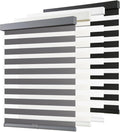 Cordless Zebra Blinds 25in x 72in Grey - Dual Layer Day Night Shades