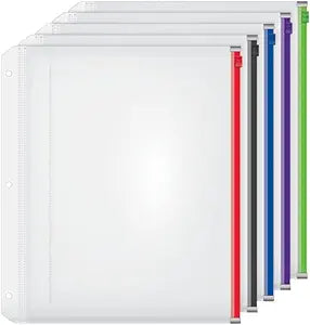 Cardinal Plastic Zippered Binder Pockets for Full Letter Size Sheets
