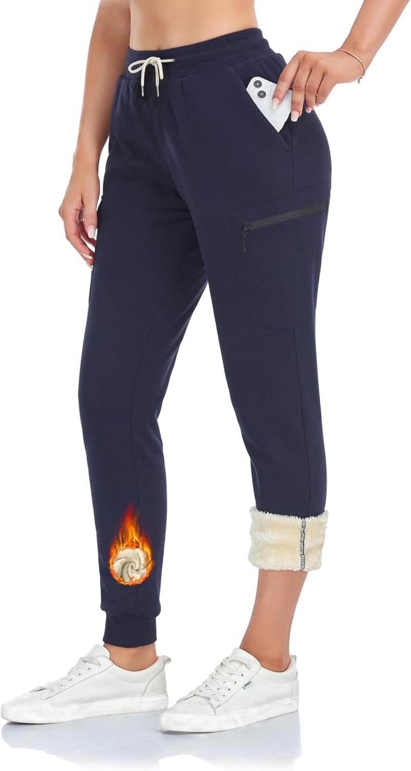 Inno Women's Sherpa Polar Fleece Lined Jogger Pants for Winter
