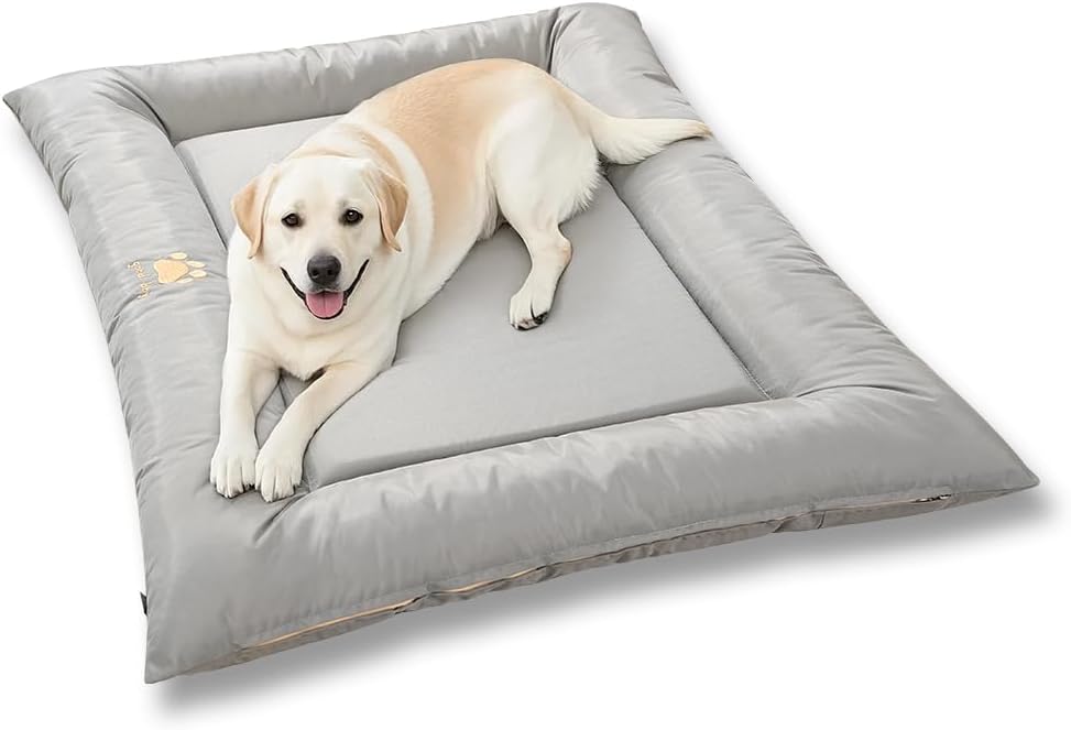 Waterproof Dog Bed for Dog Crate - Easy Rinse Pet Bed Grey