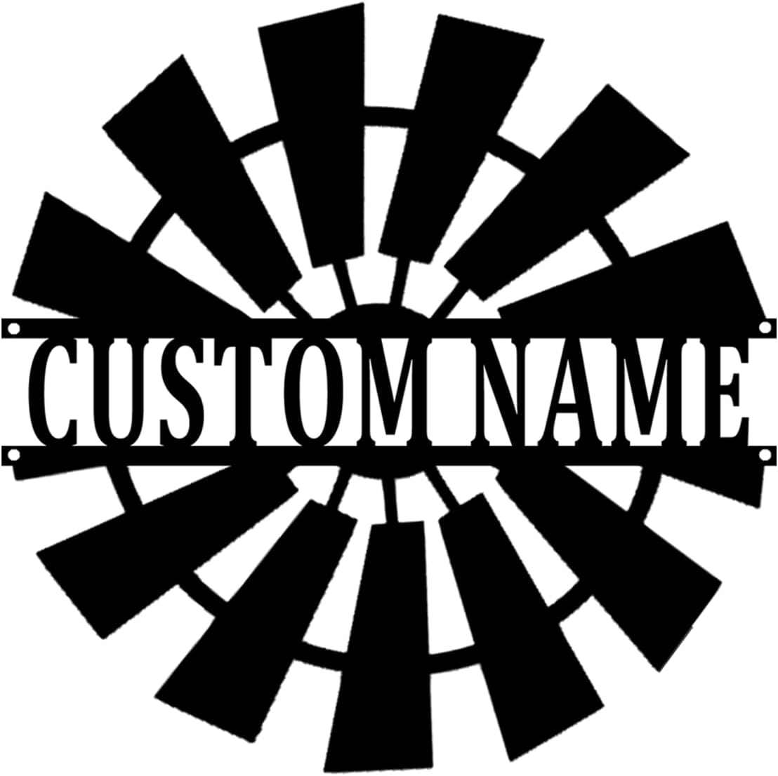 Personalized Windmill Sign Custom Family Name Metal Wall Art